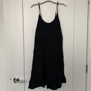 Detailed black flowy dress.
